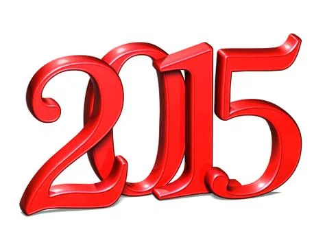 3d red year 2015 on white background Stock Illustration