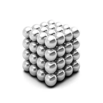 3d rednder of cube consists of silver balls Stock Illustration