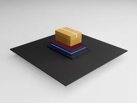 3d redner of automative sorting and delivery packages in darkstores. Modern Stock Illustration