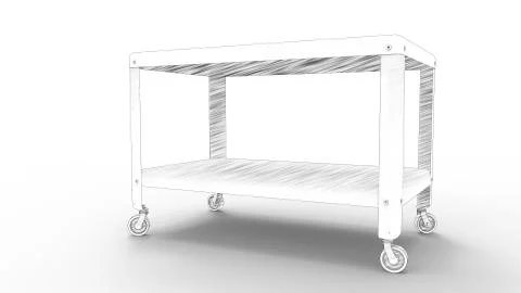 3d rednering of a coffee table on wheels isolated in white background 스톡 일러스트