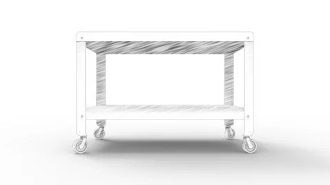3d rednering of a coffee table on wheels isolated in white background Stock Illustration