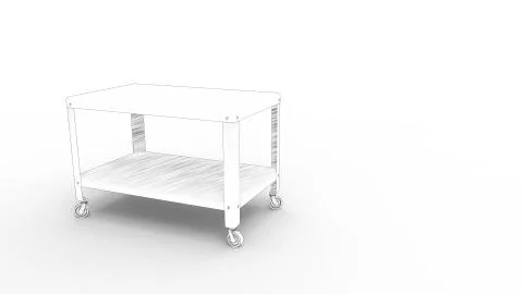 3d rednering of a coffee table on wheels isolated in white background Stock Illustration