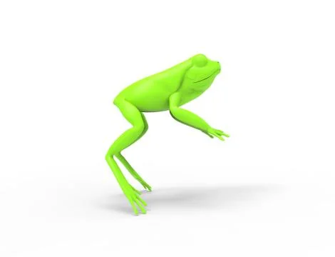 3d rednering of a jumping frog isolated in white studio background Stock Illustration