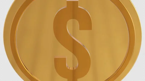 3D Reflective Coin Transition with Transparent Background. Dollar Sign Coin. 4K Stock Footage 279079414