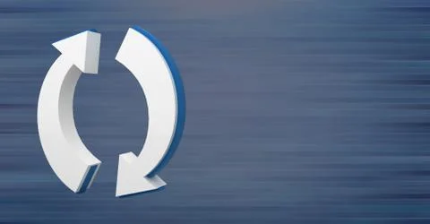 3D refresh arrows icon with blue background Stock Illustration