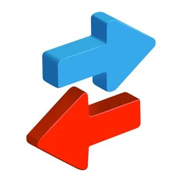 3d refresh arrows icon red and blue direction symbol Stock-Illustration