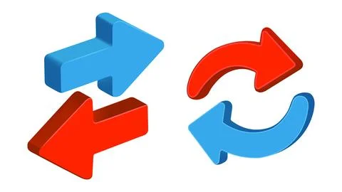 3d refresh arrows icon set red and blue direction symbols Stock-Illustration