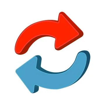 3d refresh arrows loop icon red and blue rotation symbol Stock Illustration