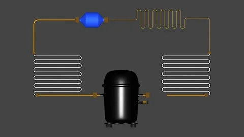3D Refrigerator freezer system simulation 4K Stock Footage 201146641