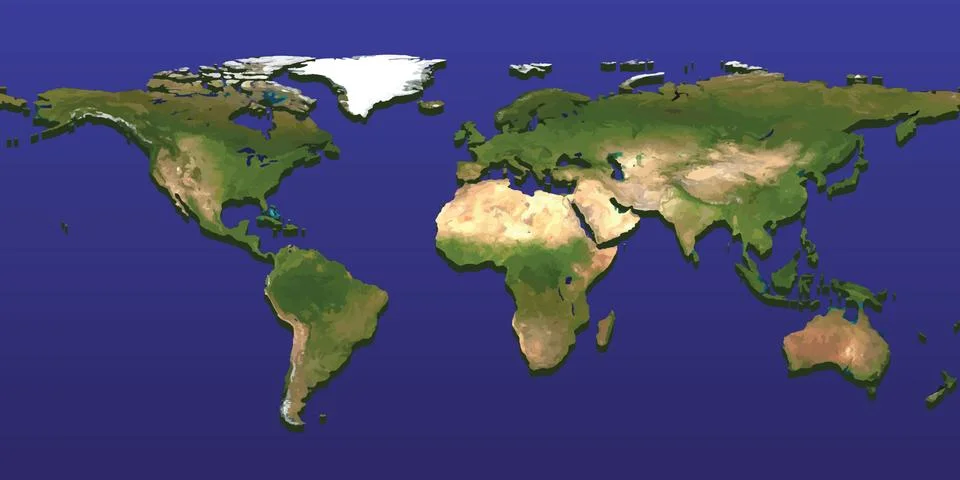 3d relief globe world map with shadow Stock Illustration