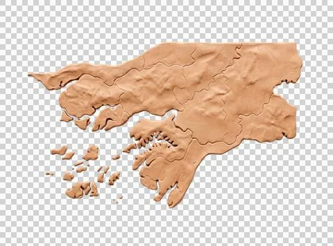 3d relief map of guinea bissau country terrain and borders isolated on alph.. Stock Photos