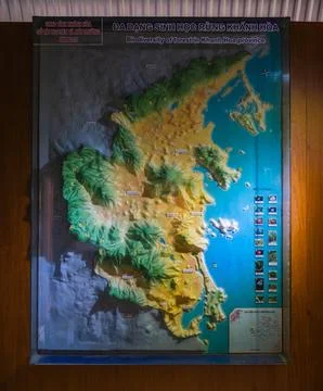 3D Relief Map of Khanh Hoa Province Stock Photos