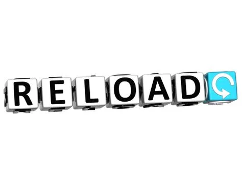 3d reload navigation button cube text Stock Illustration