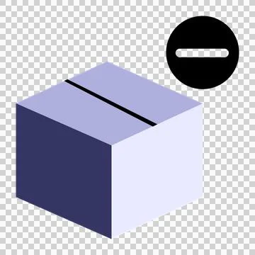 3D Remove Box Icon – Product Package with Minus Badge Stock Illustration
