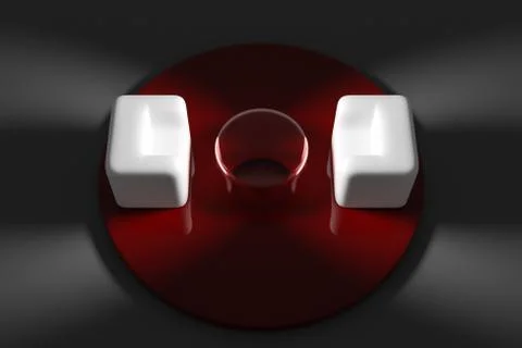 3D render 2 white cartoonish soft chairs stand against each other, between th Stock Photos