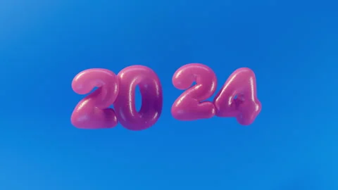 3D render of 2024 New Year numbers in the form of pink thin plastic Stock Footage 260748657
