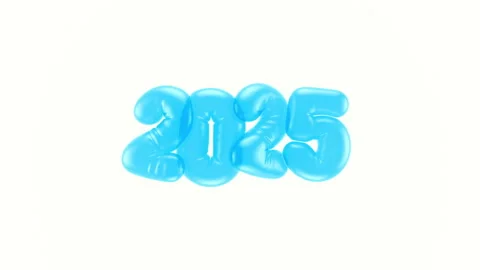 3D render of 2025 New Year numbers in the form thin plastic inflated balloons Stock Footage 289674137