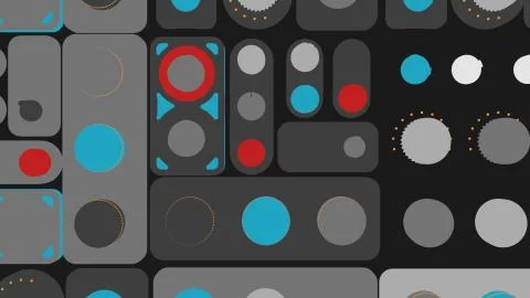 3d render but 2d stylised abstract tech background with random rotated switch Stock Illustration