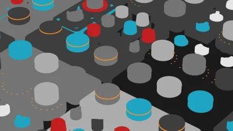 3d render but 2d stylised abstract tech background with random rotated switch Stock Illustration