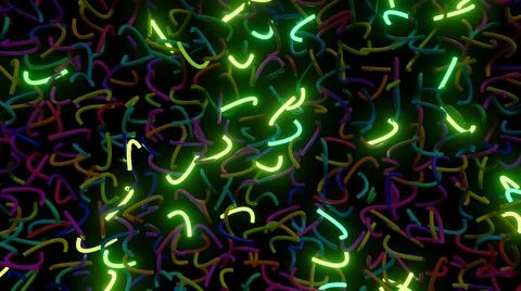 3d render. 3d abstract background with neon light, multicolored flashes of light Illustrazione stock