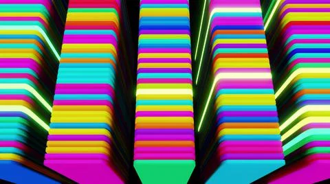 3d render. 3d abstract creative festive background multicolored columns flashing Stock Illustration