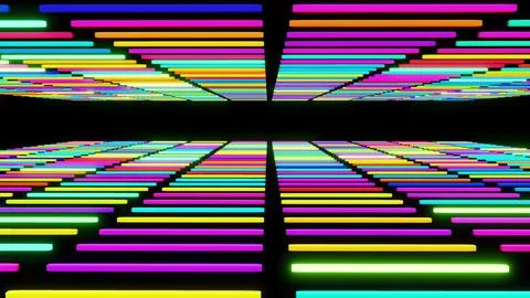 3d render. 3d abstract creative festive background multicolored columns flashing Stock Illustration