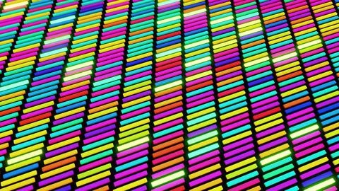 3d render. 3d abstract creative festive background multicolored columns flashing Illustrazione stock