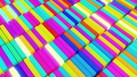 3d render. 3d abstract creative festive background multicolored columns flashing 스톡 일러스트