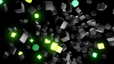 3d render. 3d abstract dark geometric background with gray cubes flash with イラスト素材
