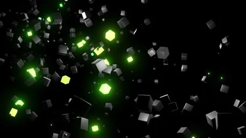 3d render. 3d abstract dark geometric background with gray cubes flash with Illustrazione stock