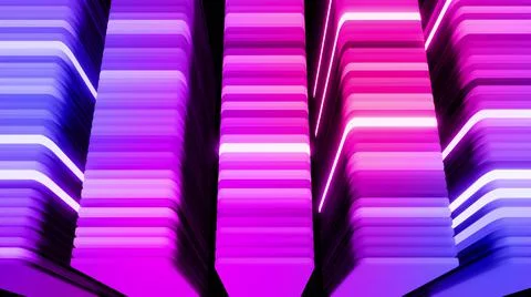 3d render. 3d abstract geometric creative dark bg, black columns flashing Stock Illustration