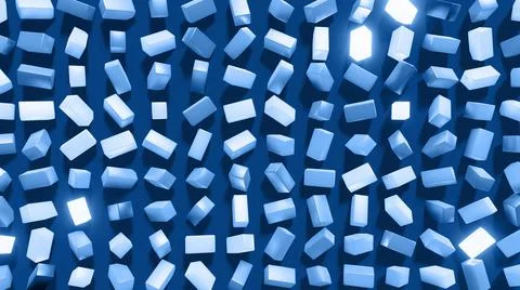 3d render. 3d abstract simple geometric background with blue rectangles on plane Ilustración de archivo