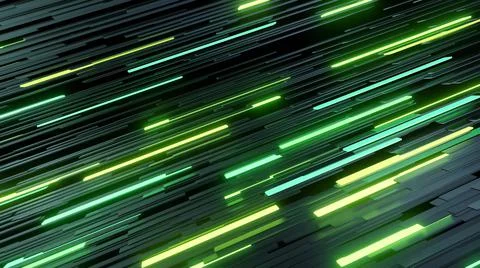 3d render. 3d abstract simple geometric background with green yellow rectangles 스톡 일러스트