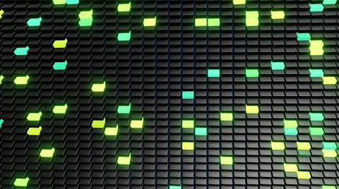 3d render. 3d abstract simple geometric background with green yellow rectangles 库存插图