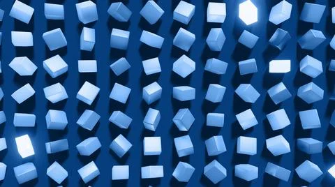 3d render. 3d abstract simple geometric background with blue rectangles on plane Stock Illustration