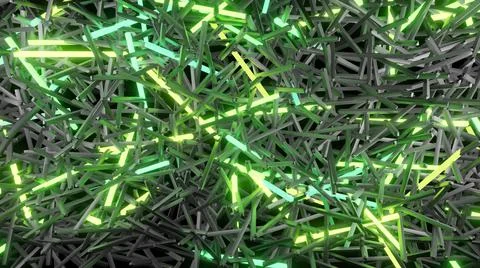 3d render. 3d abstract simple geometric background with green yellow rectangles Stockillustratie