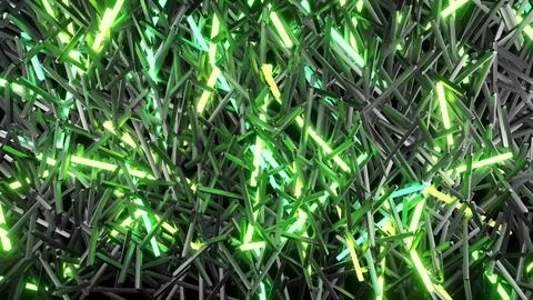 3d render. 3d abstract simple geometric background with green yellow rectangles Stock Illustration