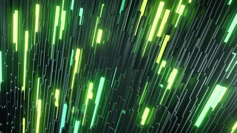 3d render. 3d abstract simple geometric background with green yellow rectangles Illustrazione stock