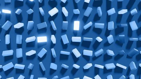 3d render. 3d abstract simple geometric background with blue rectangles on plane Ilustración de archivo
