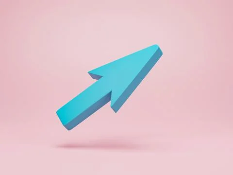 3d render, 3d illustration. Blue mouse arrow icon. Geometric minimal cursor.. Stock Illustration