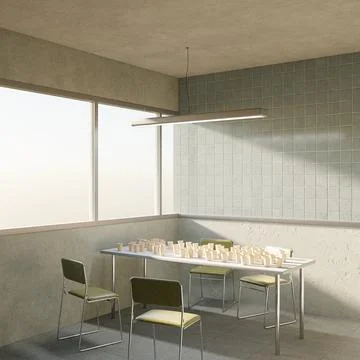 3d render, 3d illustration. Empty interview room or office with waiting chairs. Stock Illustration