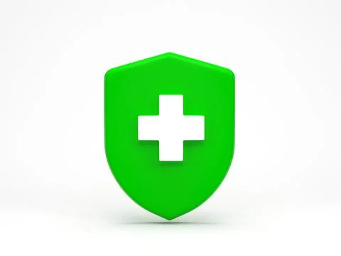 3d render 3d illustration. medical guard shield insurance symbol isolated o.. Stock Illustration
