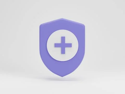3d render 3d illustration. medical guard shield insurance symbol isolated o.. Stock Illustration
