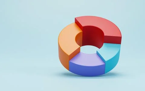 3D render, 3D illustration. Pie chart infographic icon. Simple circle diagr.. Stock-Illustration