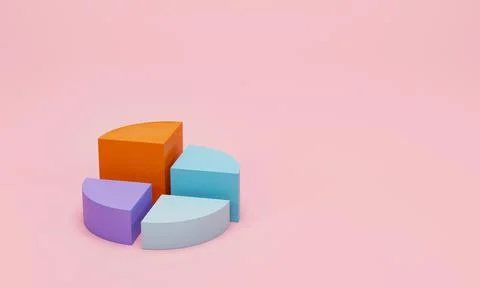 3D render, 3D illustration. Pie chart infographic icon. Simple circle diagr.. Stock-Illustration