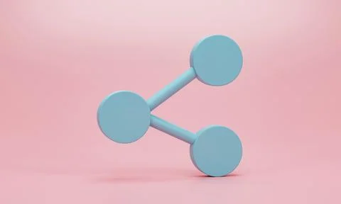 3d render, 3d illustration. Share sign icon. Geometric minimal symbol for w.. 스톡 일러스트