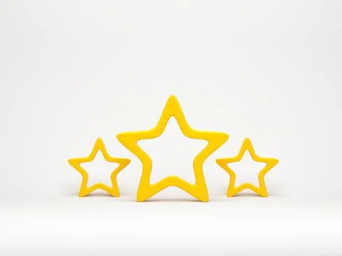 3d render 3d illustration. Three yellow star icon on white background. Conc.. Stock Photos
