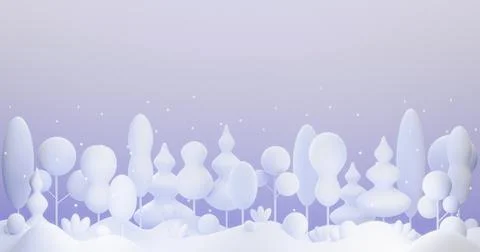 3d render, 3d illustration. Winter landscape with trees. Stock Illustration