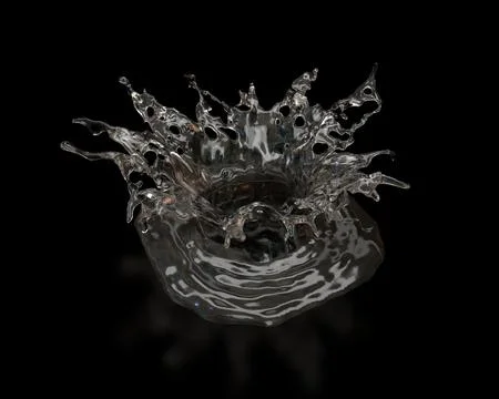 3d render of 3D Water Splash isolated on black background, 3d background mini Illustrazione stock