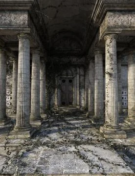 3D Render of Abandoned memorial building 스톡 일러스트